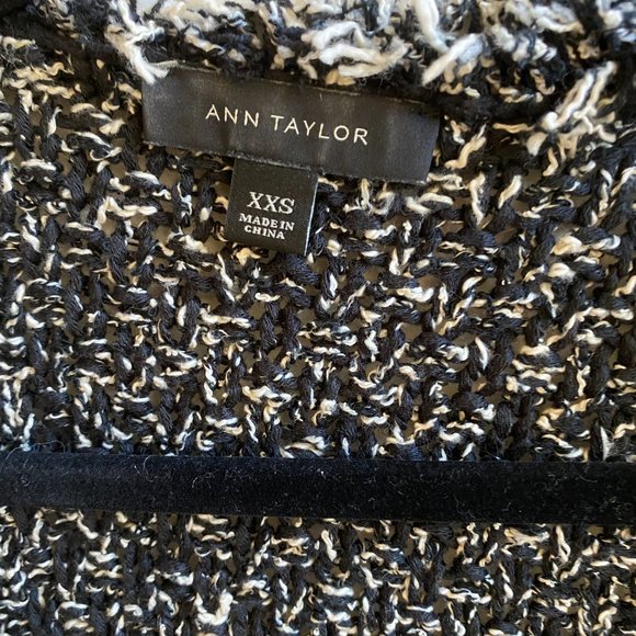 Ann Taylor Long Black and White Cardigan Sweater with Frayed edges - Picture 5 of 6